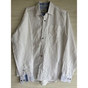 Mens White 100% Linen Long Sleeve Report Collection Sz M